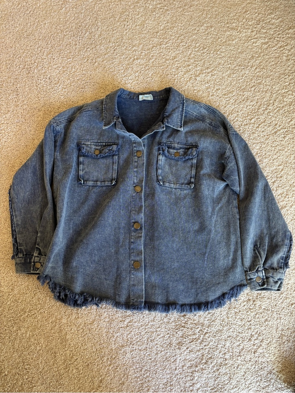 Denim button up top with fringe detail